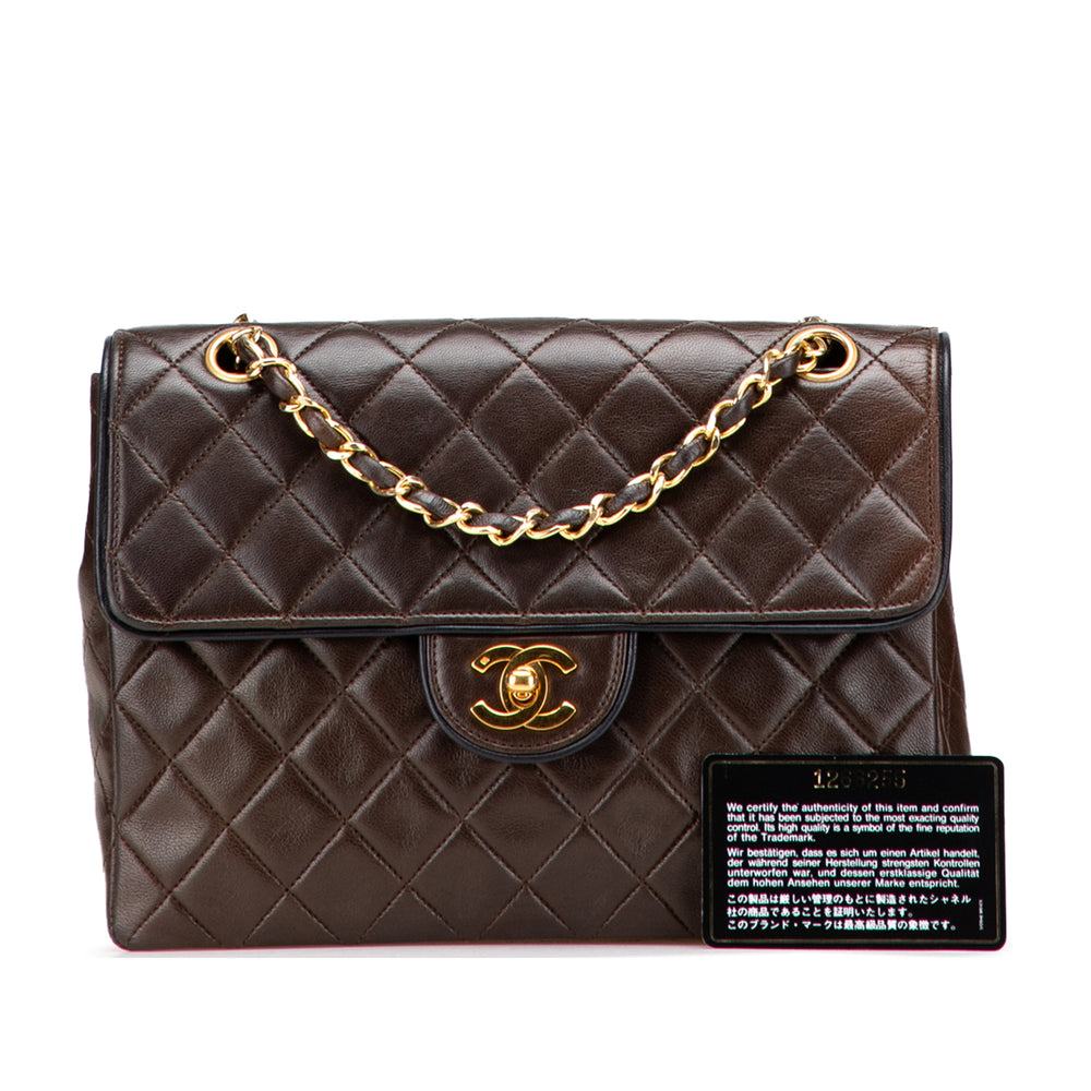 CC Quilted Lambskin Single Flap Brown - Gaby Paris