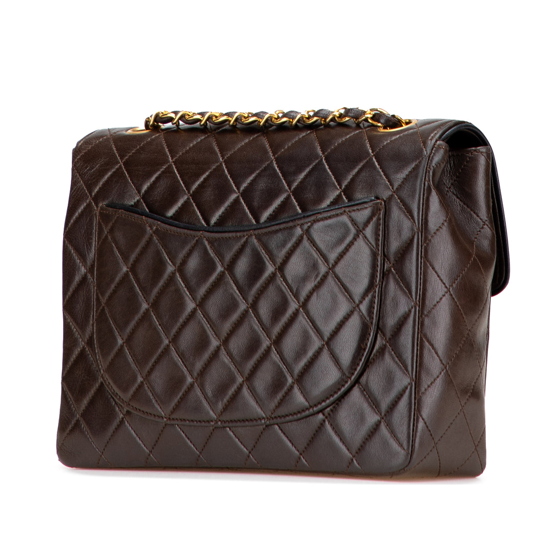 CC Quilted Lambskin Single Flap Brown - Gaby Paris