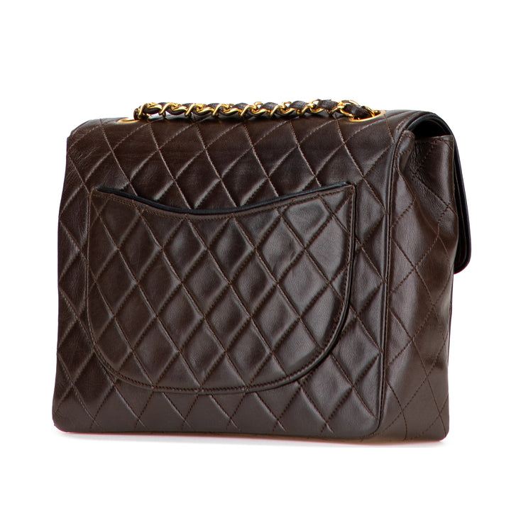 CC Quilted Lambskin Single Flap Brown - Gaby Paris