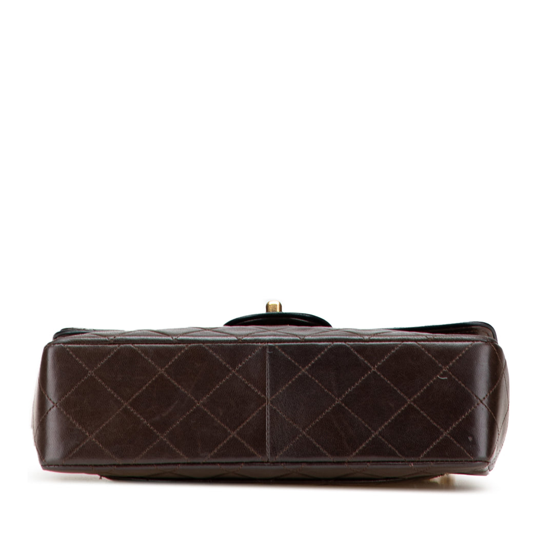 CC Quilted Lambskin Single Flap Brown - Gaby Paris