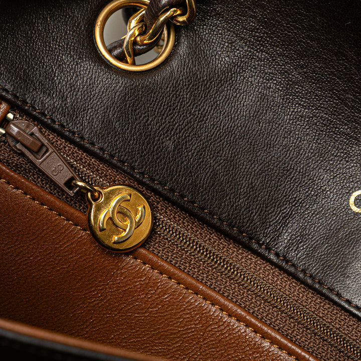 CC Quilted Lambskin Single Flap Brown - Gaby Paris