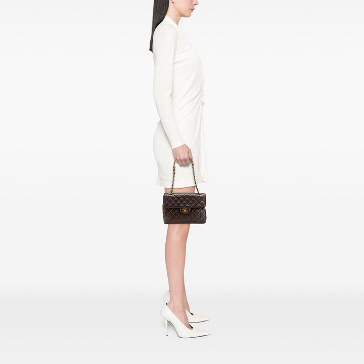 CC Quilted Lambskin Single Flap Brown - Gaby Paris
