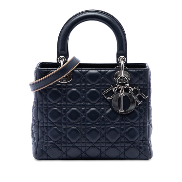 Lady Dior Cannage Moyen Cuir d'agneau Noir