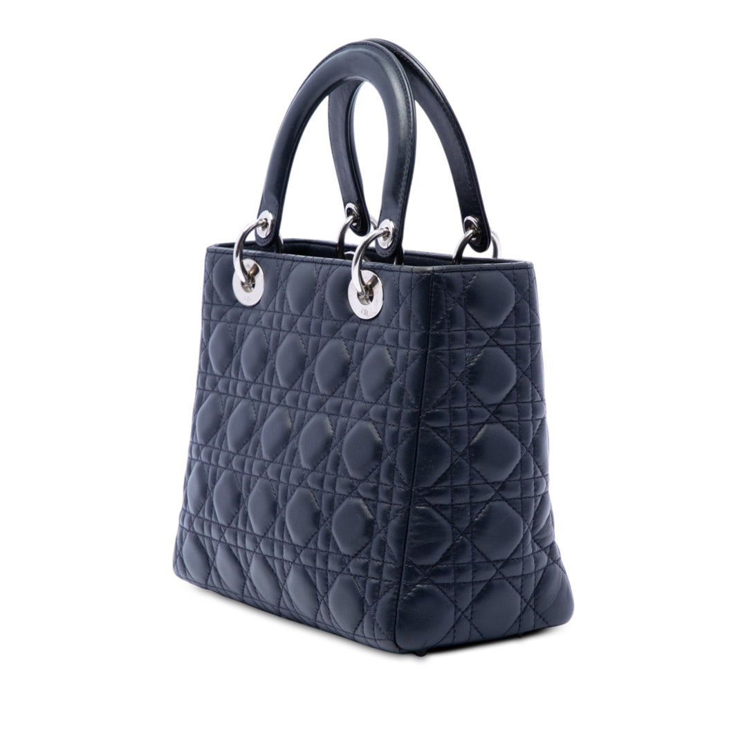 Lady Dior Cannage Moyen Cuir d'agneau Noir
