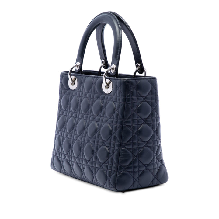 Lady Dior Cannage Moyen Cuir d'agneau Noir