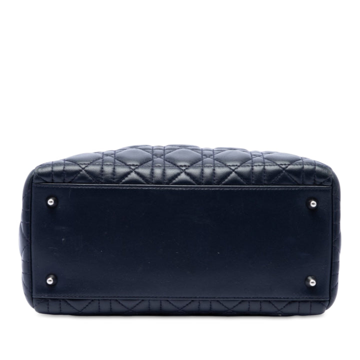 Lady Dior Cannage Moyen Cuir d'agneau Noir