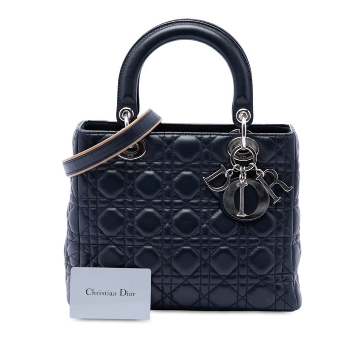 Lady Dior Cannage Moyen Cuir d'agneau Noir