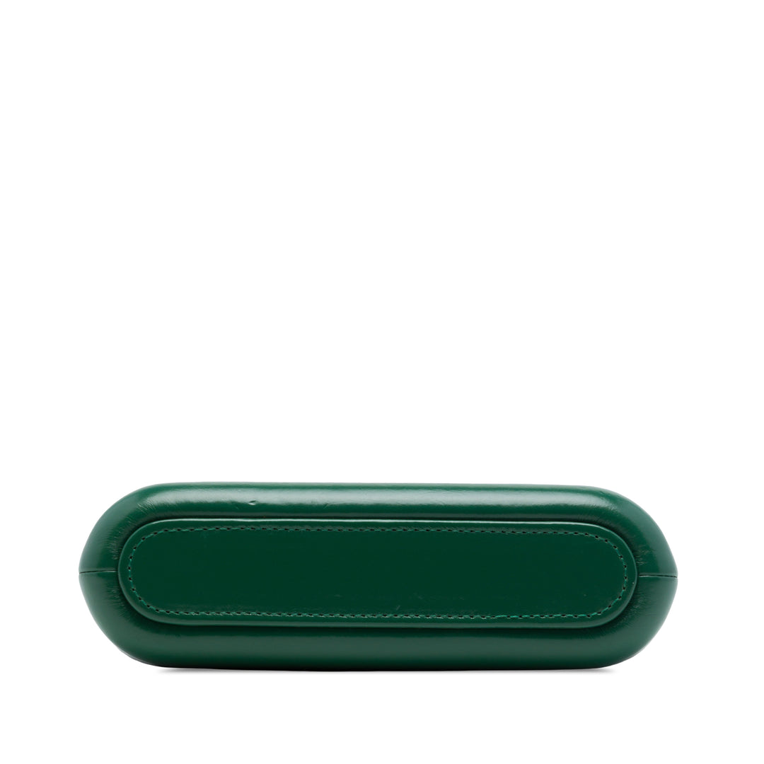 vieilli Gabrielle Double Zippé Pochette avec chaîne Cuir de veau Vert