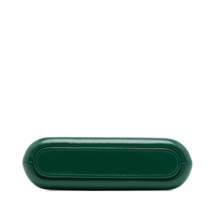 vieilli Gabrielle Double Zippé Pochette avec chaîne Cuir de veau Vert
