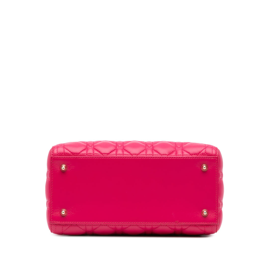 Medium Lambskin Cannage Lady Dior Pink - Gaby Paris
