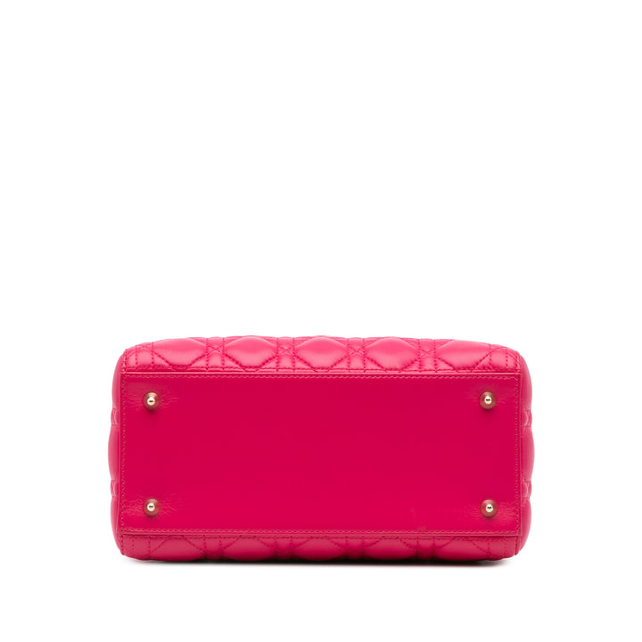 Medium Lambskin Cannage Lady Dior Pink - Gaby Paris