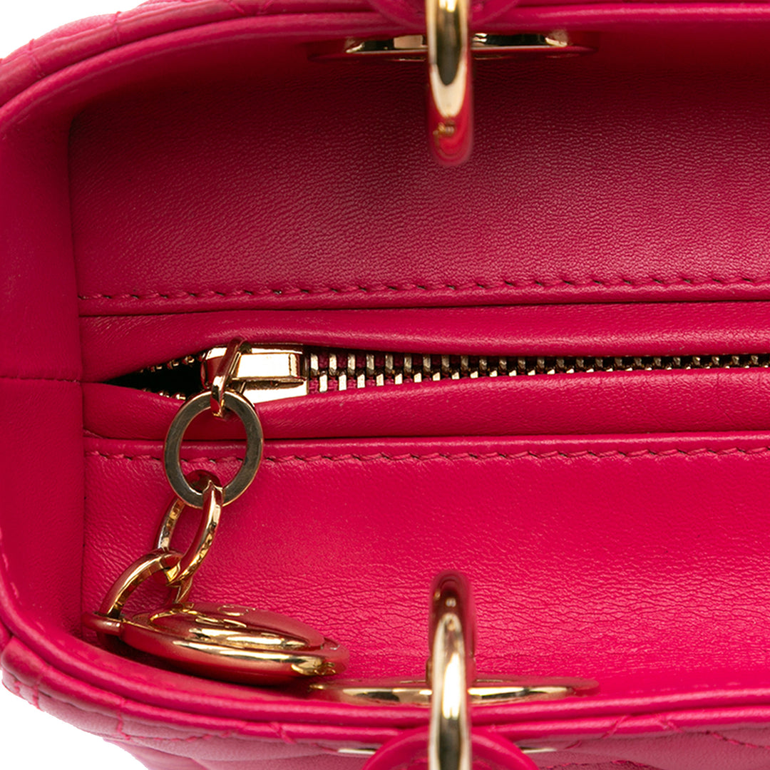 Medium Lambskin Cannage Lady Dior Pink - Gaby Paris