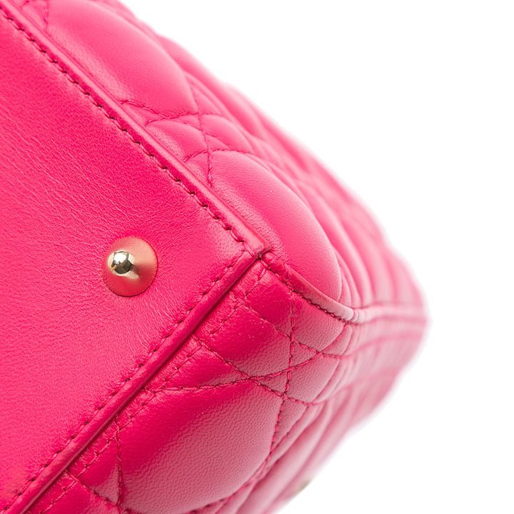 Medium Lambskin Cannage Lady Dior Pink - Gaby Paris