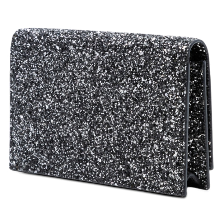 Saint Laurent Metallic Glitter Monogram Kate Pompon Chain Portefeuille