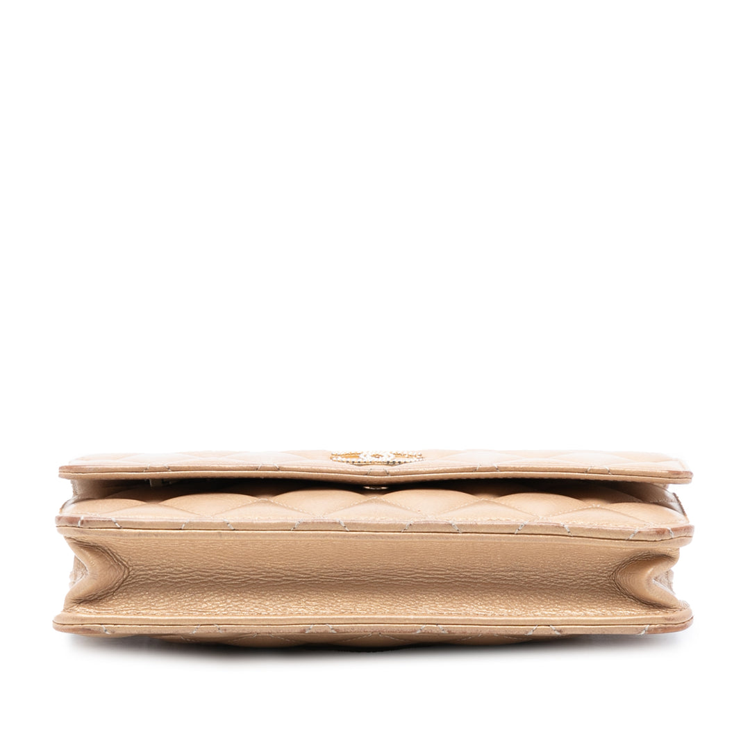 Chanel CC Matelassé Iridescent Cuir d’agneau Coin Charm Wallet on Chain