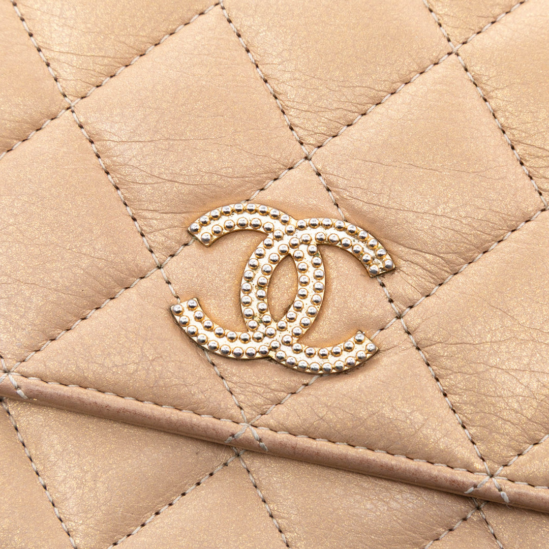 Chanel CC Matelassé Iridescent Cuir d’agneau Coin Charm Wallet on Chain