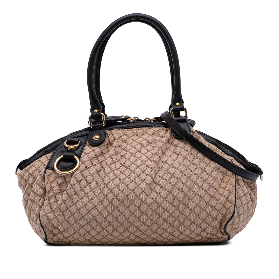 Diamante Canvas Sukey Satchel Brown - Gaby Paris
