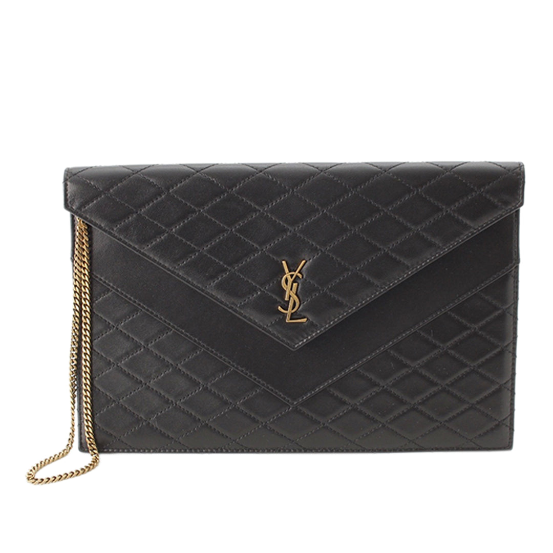 Saint Laurent Matelasse Gaby Double rabat Chaîne Pochette Cuir d'agneau