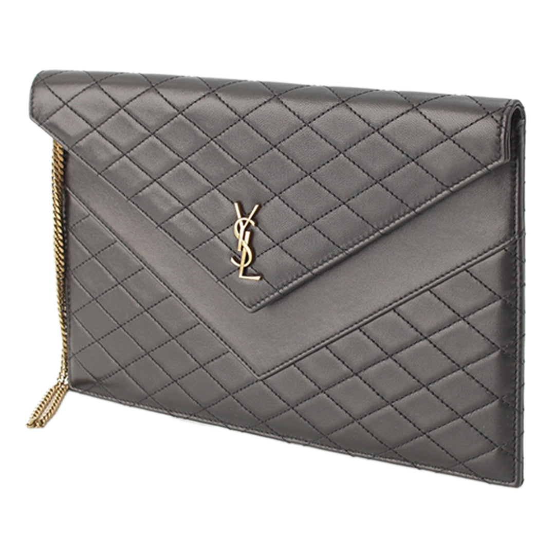 Saint Laurent Matelasse Gaby Double rabat Chaîne Pochette Cuir d'agneau