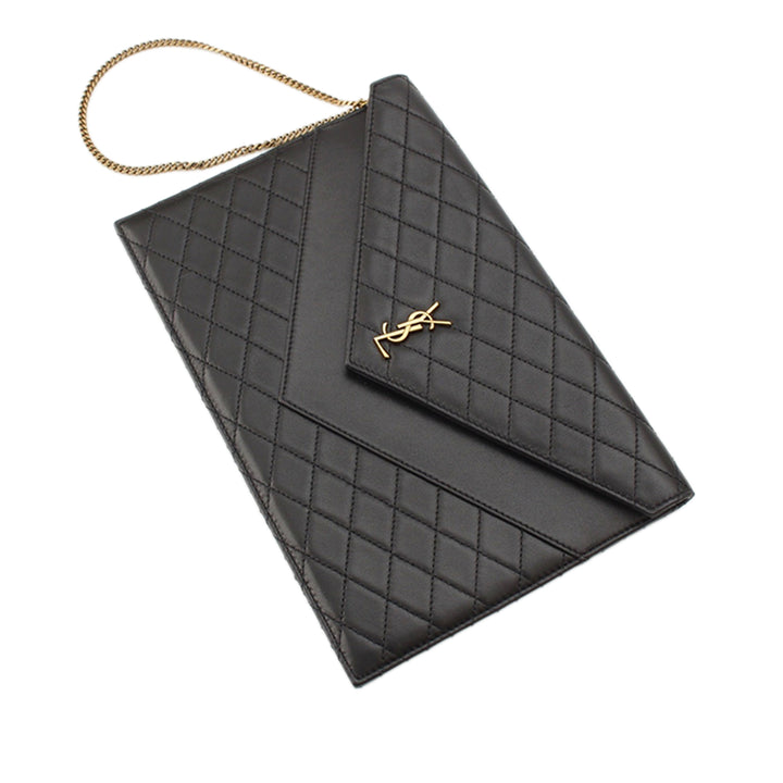 Saint Laurent Matelasse Gaby Double rabat Chaîne Pochette Cuir d'agneau