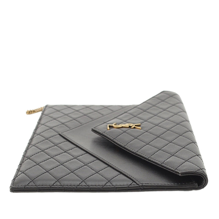 Saint Laurent Matelasse Gaby Double rabat Chaîne Pochette Cuir d'agneau