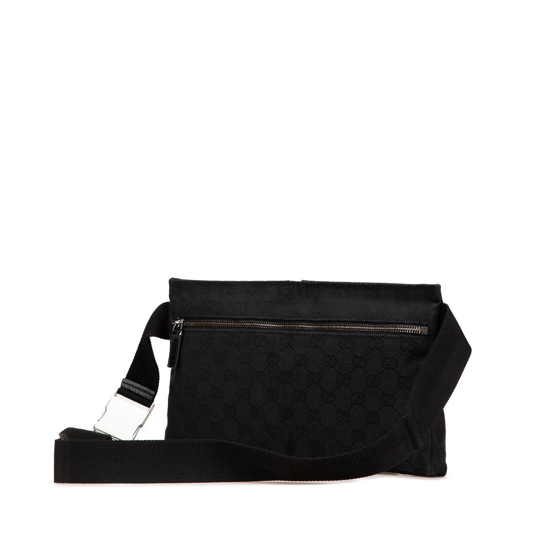 GG Canvas Double Pocket Belt Bag Black - Gaby Paris
