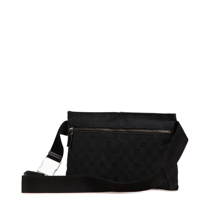 GG Canvas Double Pocket Belt Bag Black - Gaby Paris