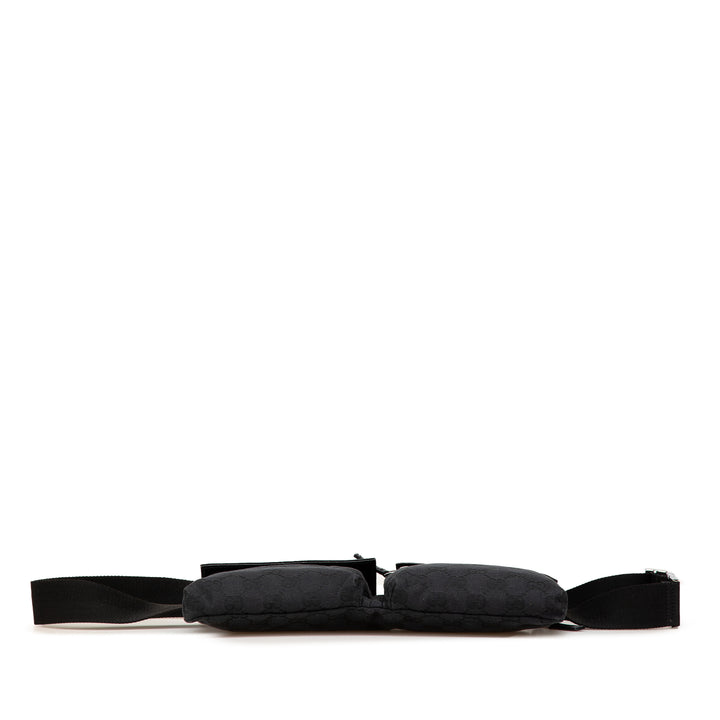 GG Canvas Double Pocket Belt Bag Black - Gaby Paris