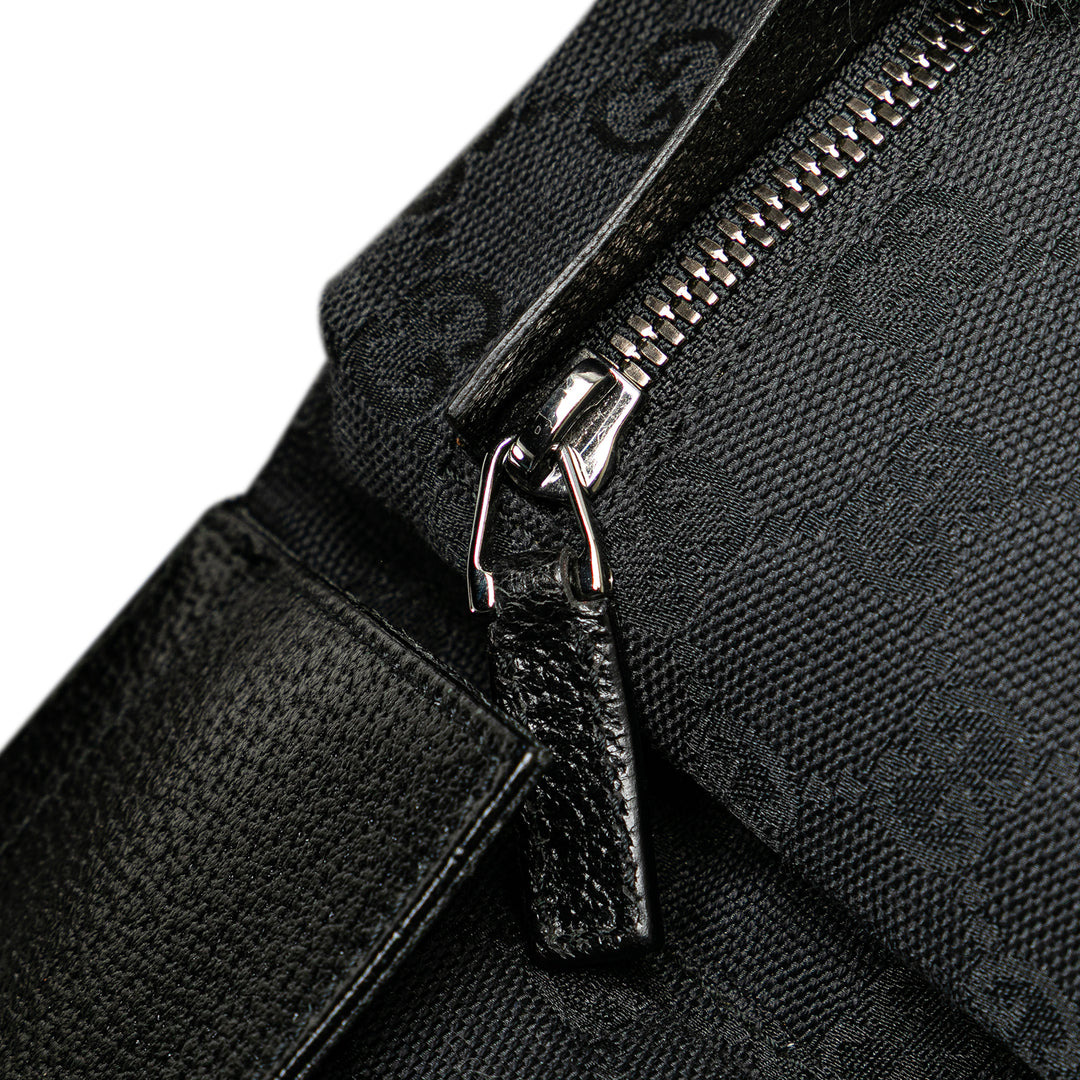 GG Canvas Double Pocket Belt Bag Black - Gaby Paris