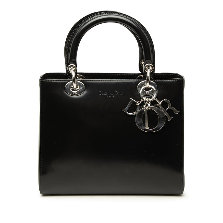 Dior Glacé Lady Dior Moyen Cuir de veau Noir – vue principale – GABY PARIS