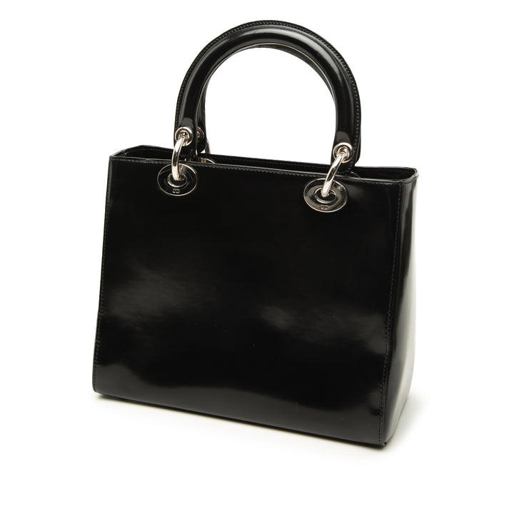 Dior Glacé Lady Dior Moyen Cuir de veau Noir – vue 2 – GABY PARIS