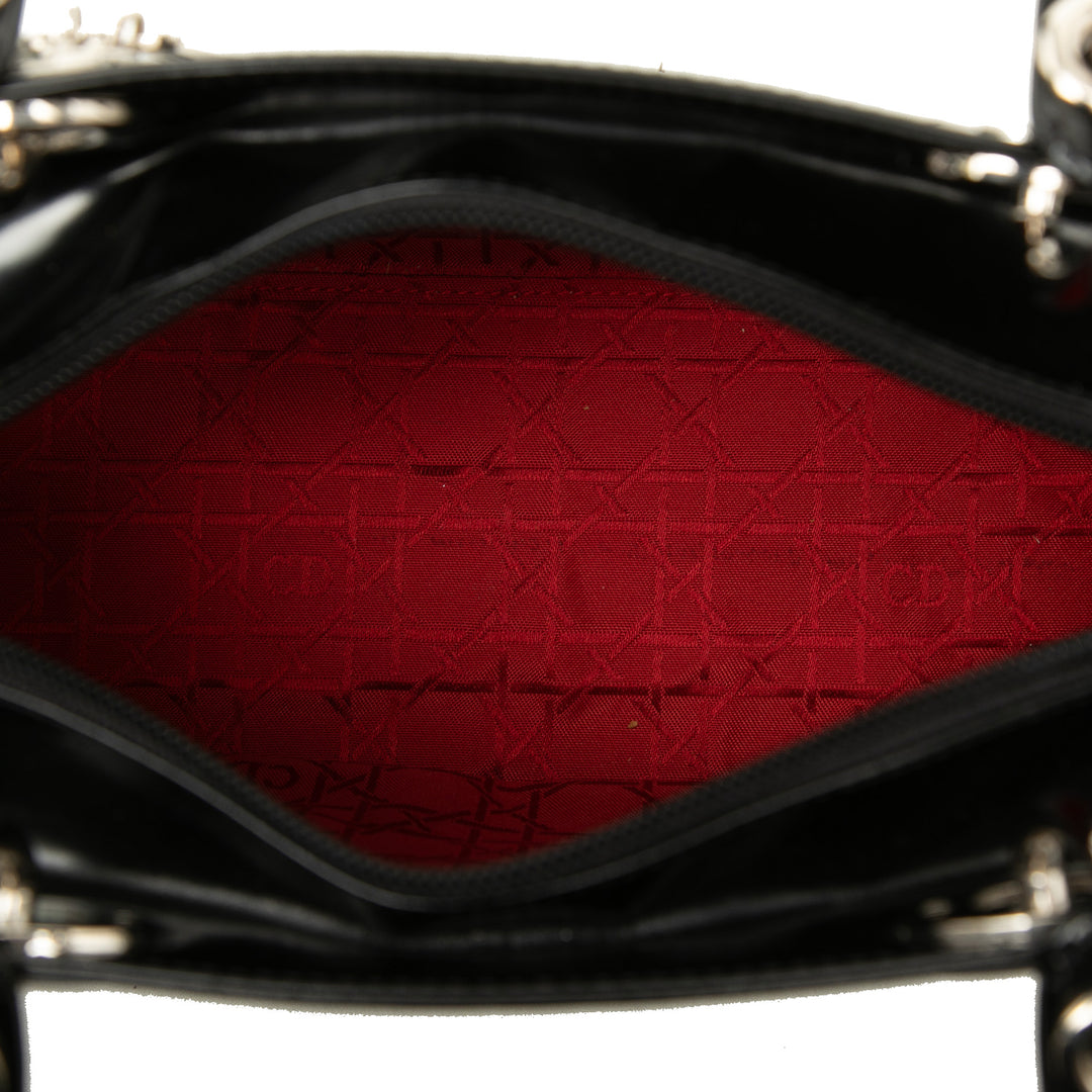 Dior Glacé Lady Dior Moyen Cuir de veau Noir – vue 5 – GABY PARIS