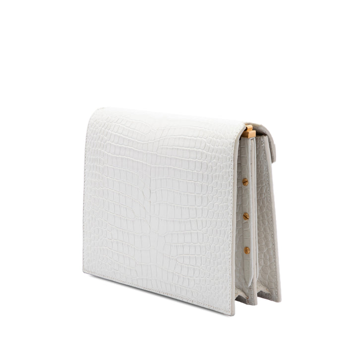 Saint Laurent Croc embossé Cassandra Fermoir Sac Blanc – vue 2 – GABY PARIS