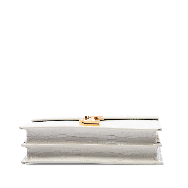 Saint Laurent Croc embossé Cassandra Fermoir Sac Blanc – vue 3 – GABY PARIS