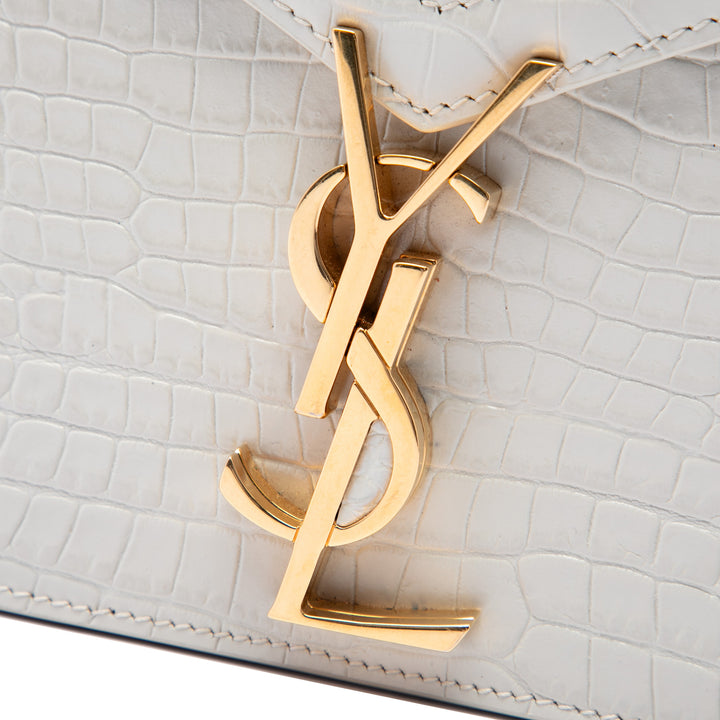 Saint Laurent Croc embossé Cassandra Fermoir Sac Blanc – vue 5 – GABY PARIS