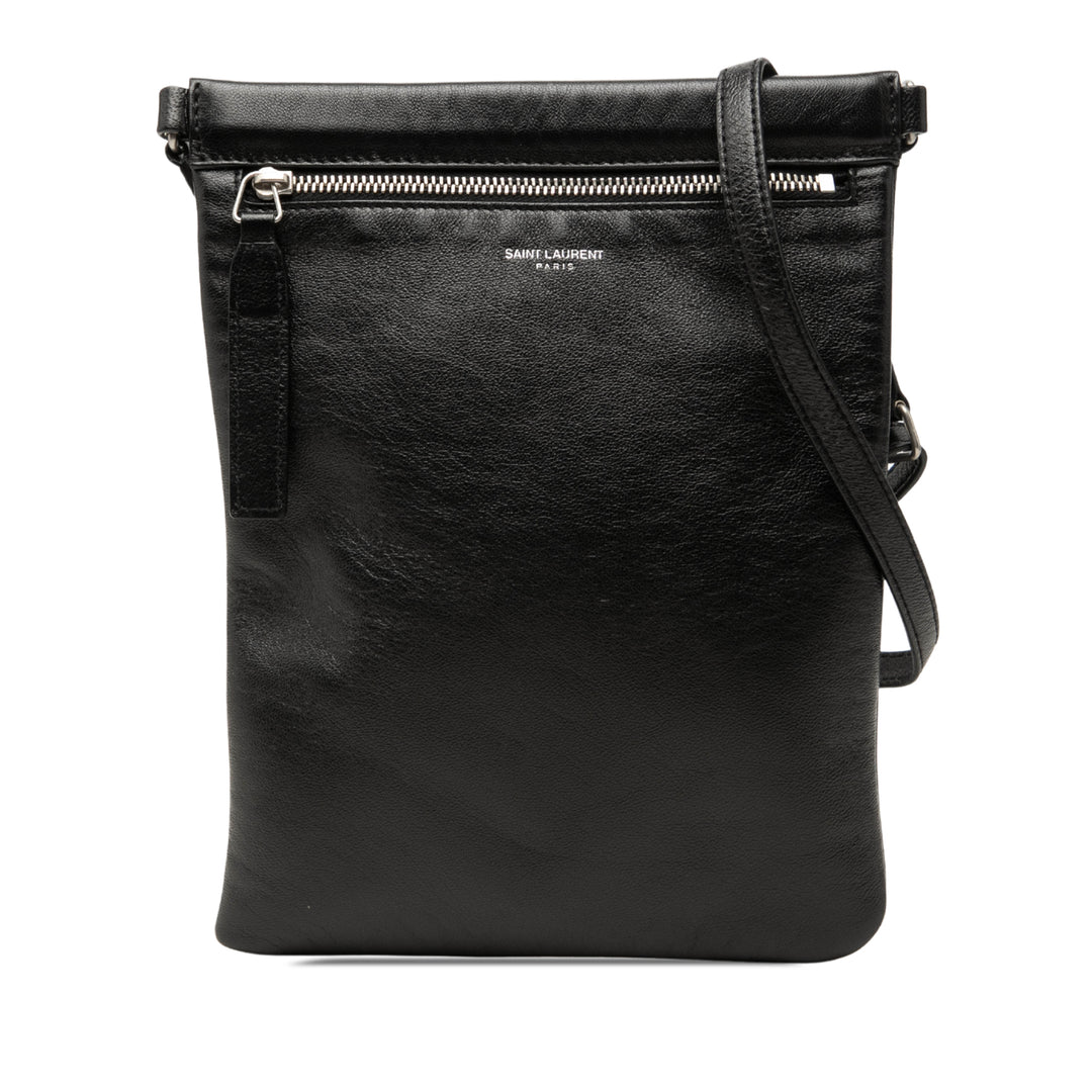 Saint Laurent Antiqued Sid Plat Sac Cuir d'agneau Noir – vue principale – GABY PARIS