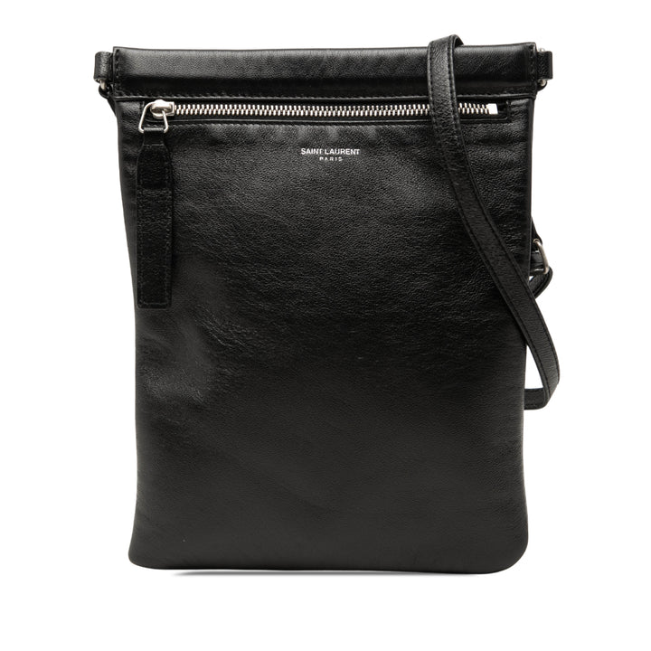Saint Laurent Antiqued Sid Plat Sac Cuir d'agneau Noir – vue principale – GABY PARIS