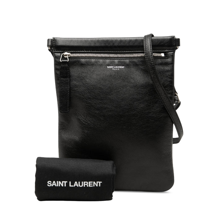 Saint Laurent Antiqued Sid Plat Sac Cuir d'agneau Noir – vue 7 – GABY PARIS