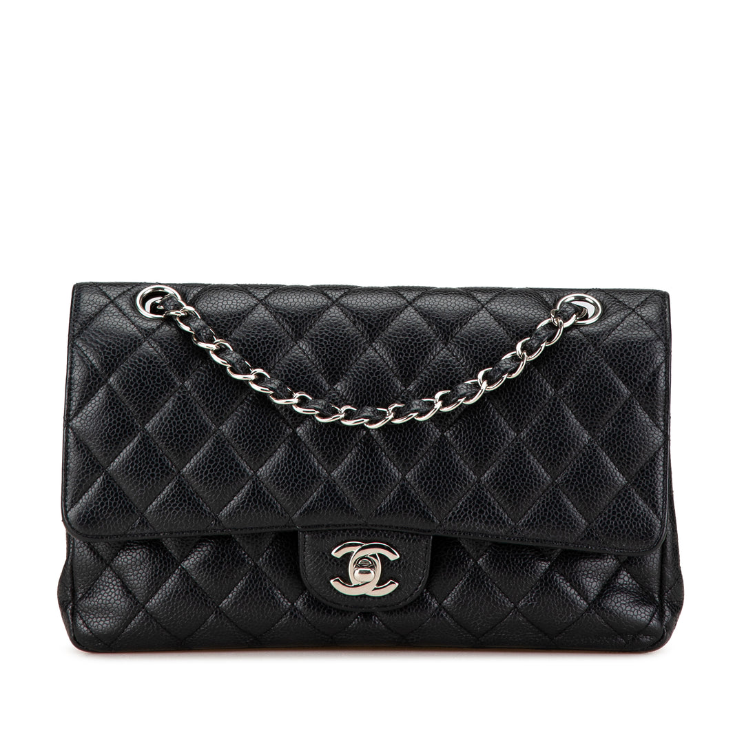 Medium Classic Caviar Double Flap Black - Gaby Paris