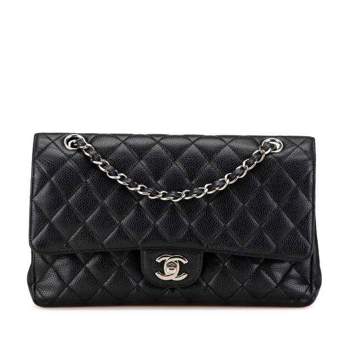 Medium Classic Caviar Double Flap Black - Gaby Paris