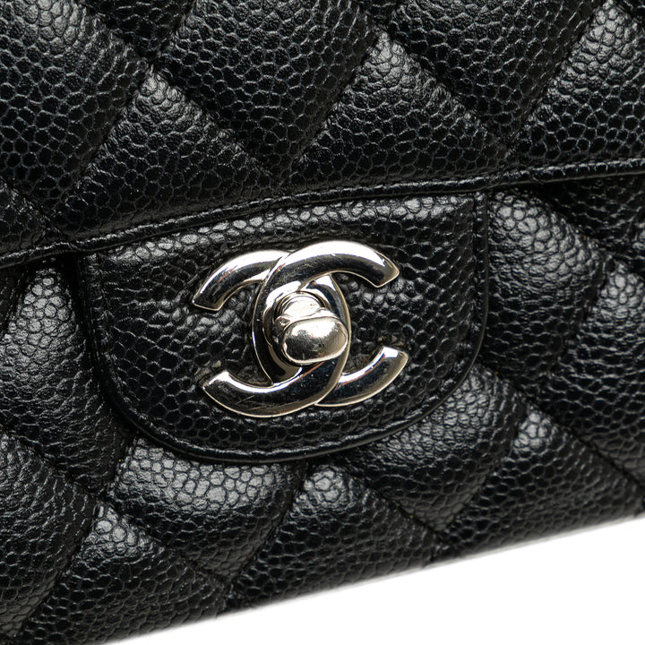 Medium Classic Caviar Double Flap Black - Gaby Paris