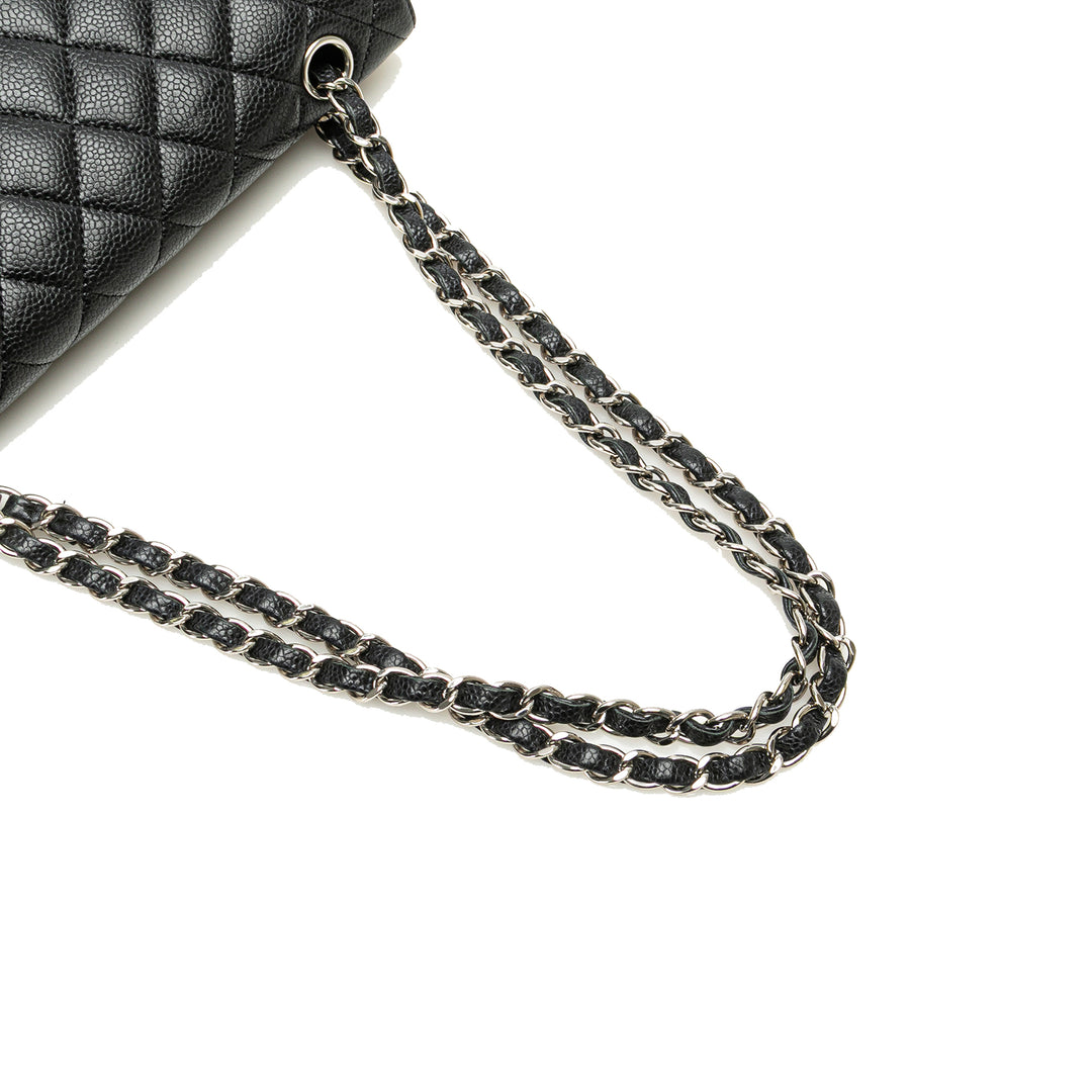 Medium Classic Caviar Double Flap Black - Gaby Paris