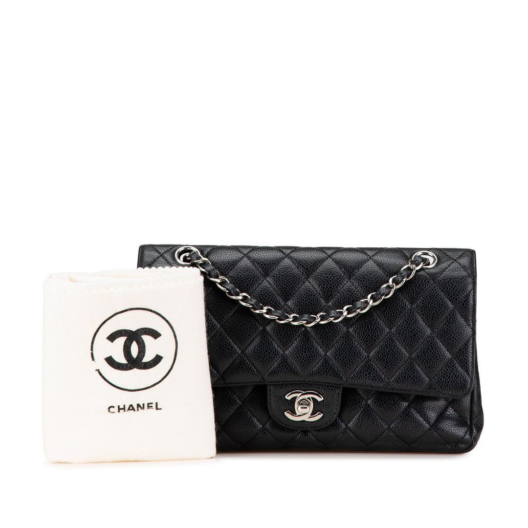 Medium Classic Caviar Double Flap Black - Gaby Paris