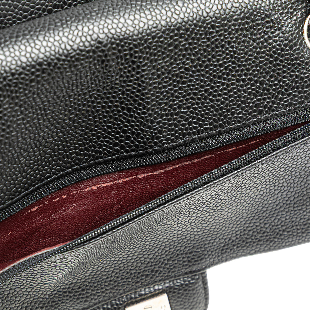 Medium Classic Caviar Double Flap Black - Gaby Paris