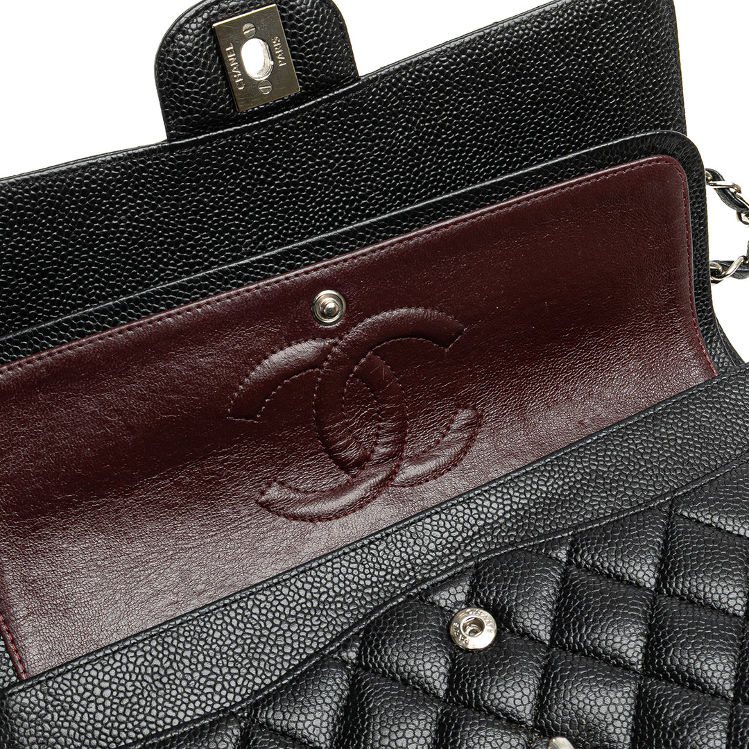 Medium Classic Caviar Double Flap Black - Gaby Paris
