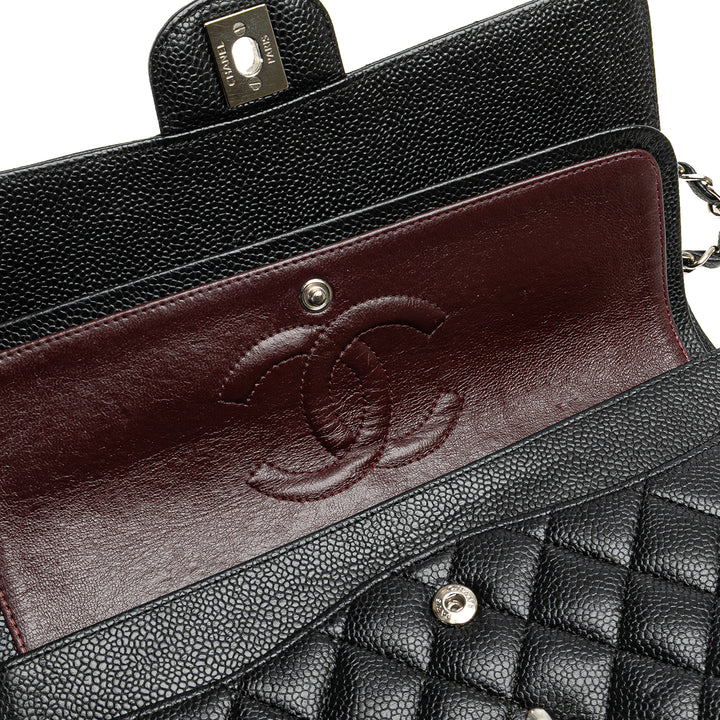 Medium Classic Caviar Double Flap Black - Gaby Paris