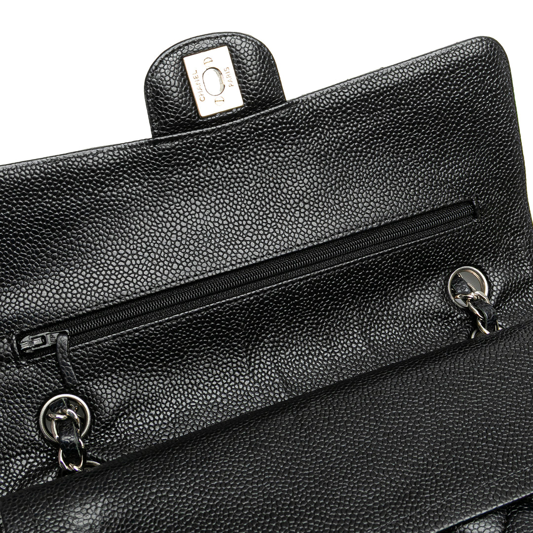 Medium Classic Caviar Double Flap Black - Gaby Paris