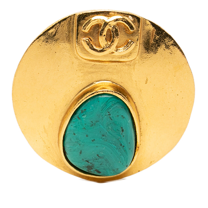 Chanel CC plaqué Rond Gripoix Broche Métal
