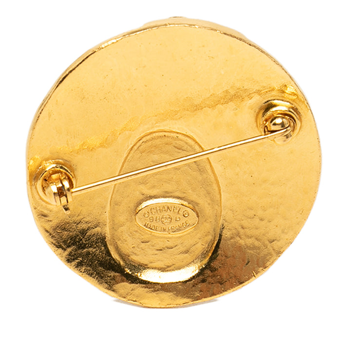 Chanel CC plaqué Rond Gripoix Broche Métal