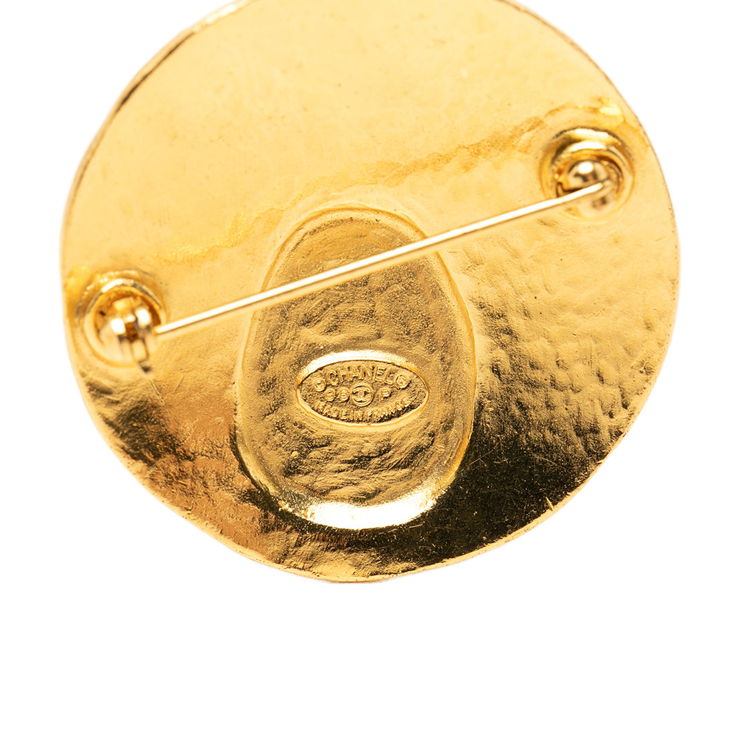 Chanel CC plaqué Rond Gripoix Broche Métal
